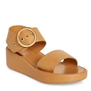 BEEK Swan Platform Wedge Sandal Honey Tan Brown Minimalist Neutral Size 7 US